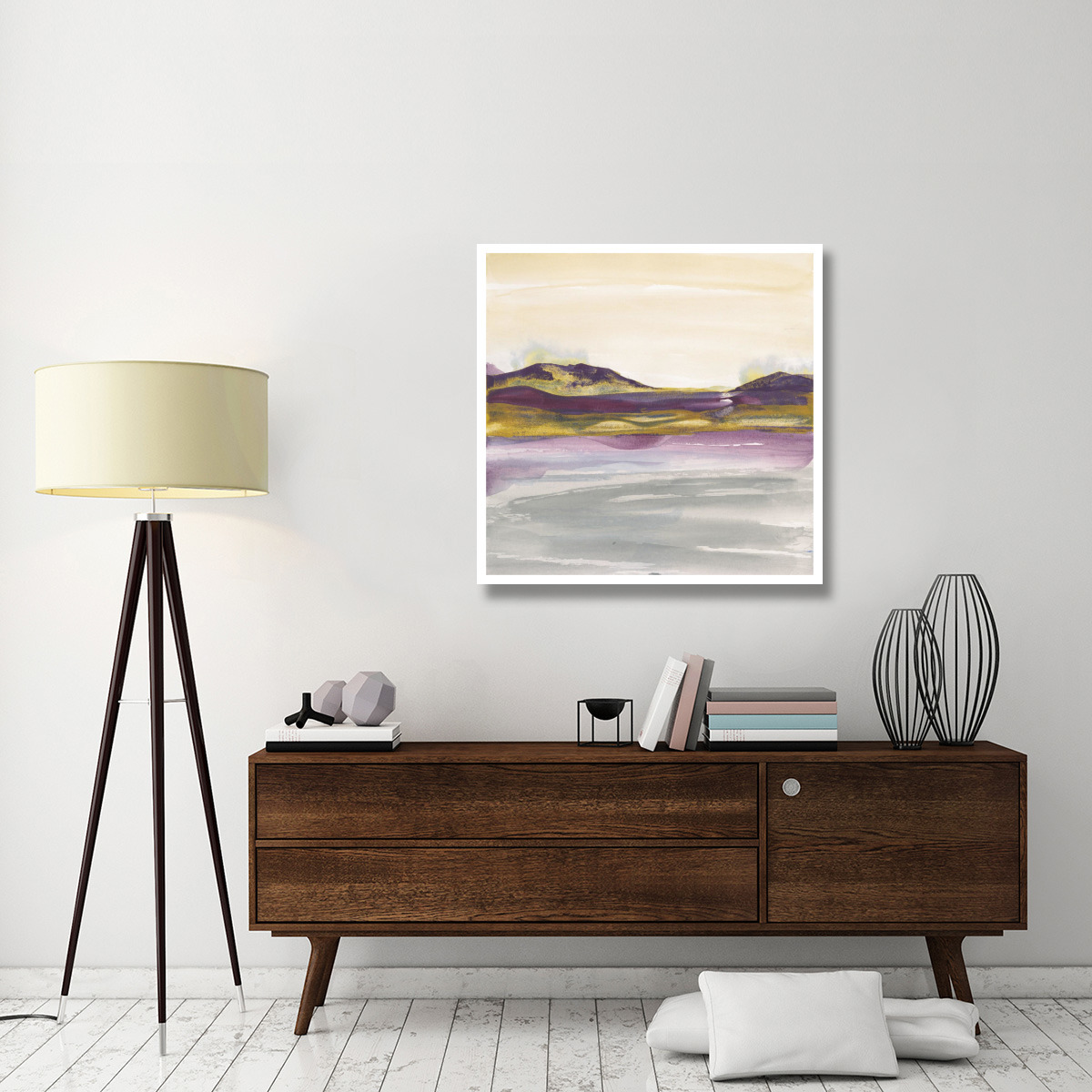 Purple Rock Dawn I Gold -Paper Art-38&quotx38"