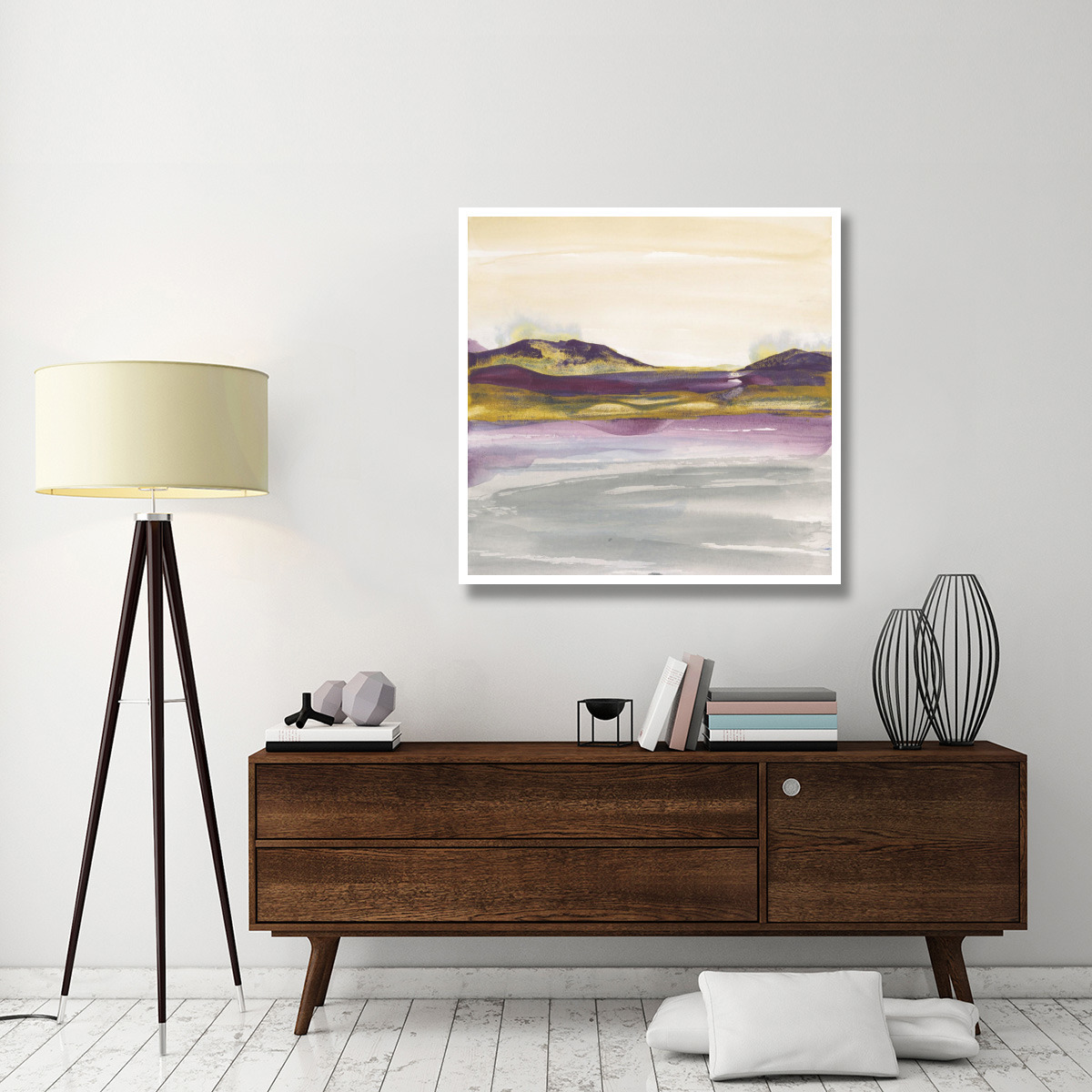 Purple Rock Dawn I Gold -Paper Art-42&quotx42"