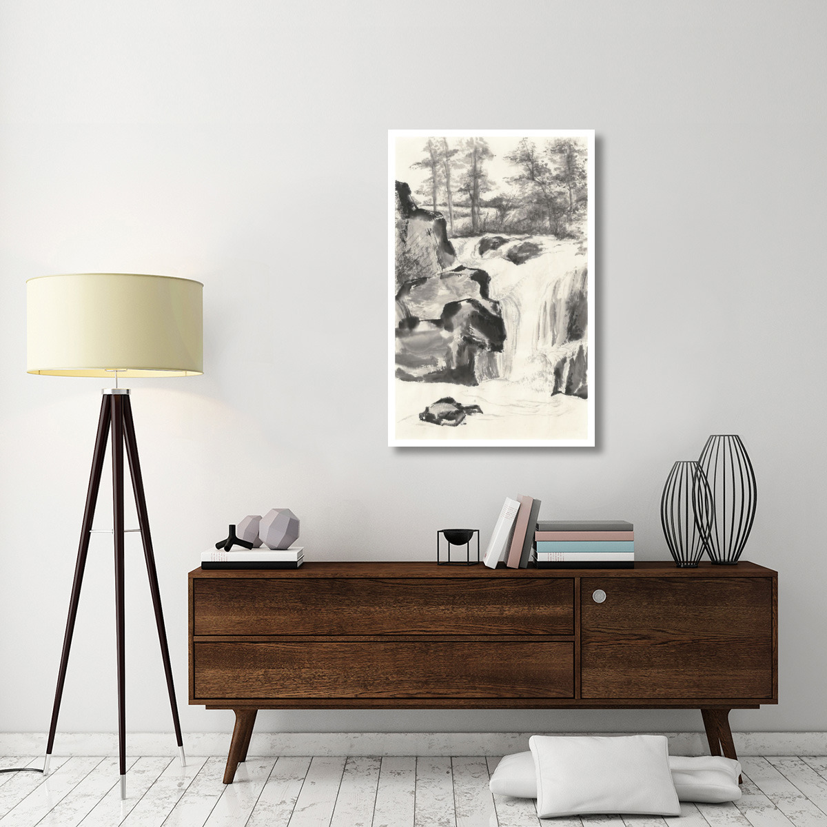 Sumi Waterfall I -Paper Art-30.16&quotx46"
