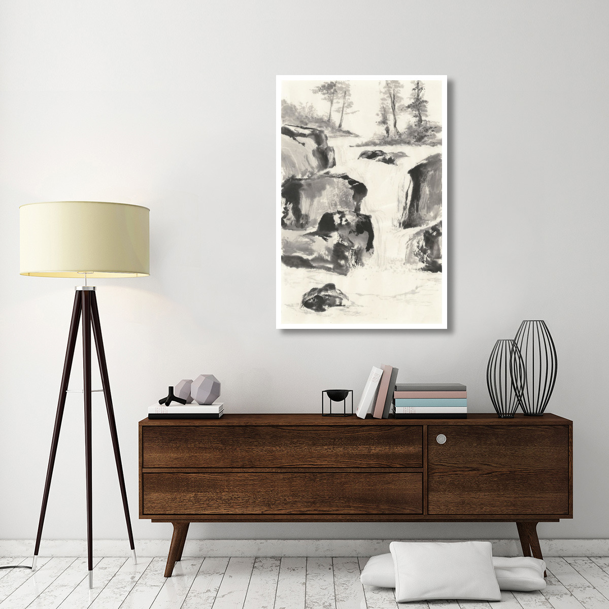 Sumi Waterfall II -Paper Art-34&quotx50"
