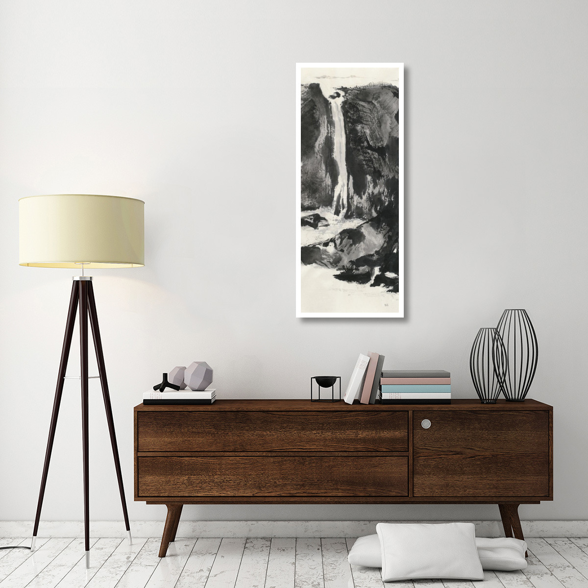 Sumi Waterfall View I -Paper Art-22&quotx52"