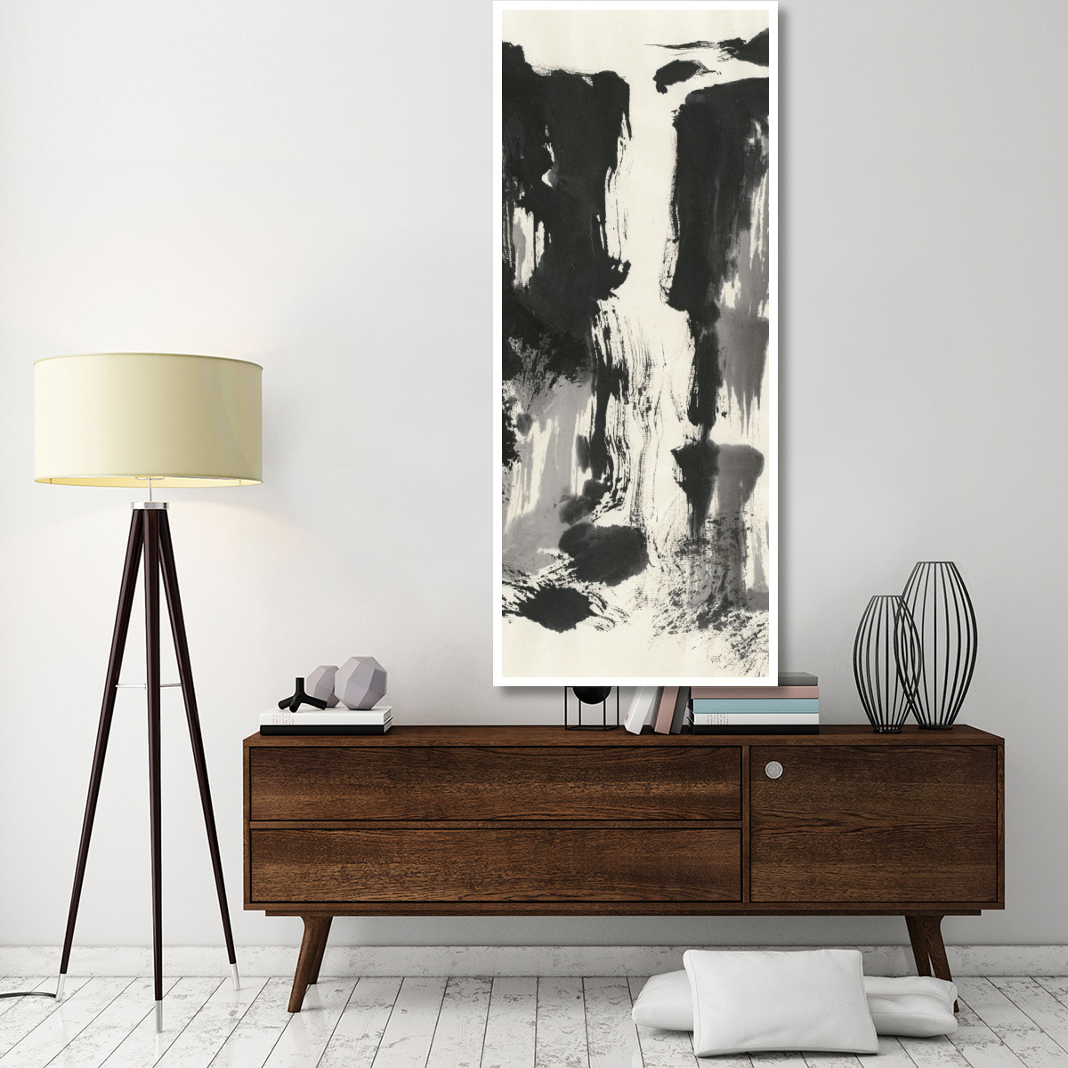 Sumi Waterfall View IV Panel -Paper Art-32&quotx77"