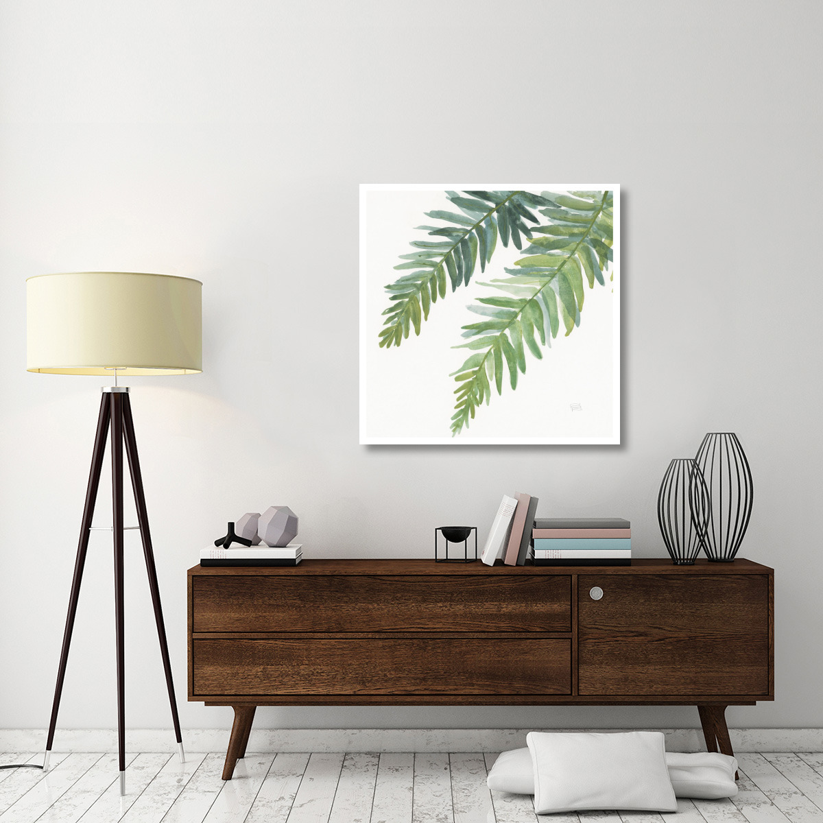 Ferns Square I -Paper Art-38&quotx38"