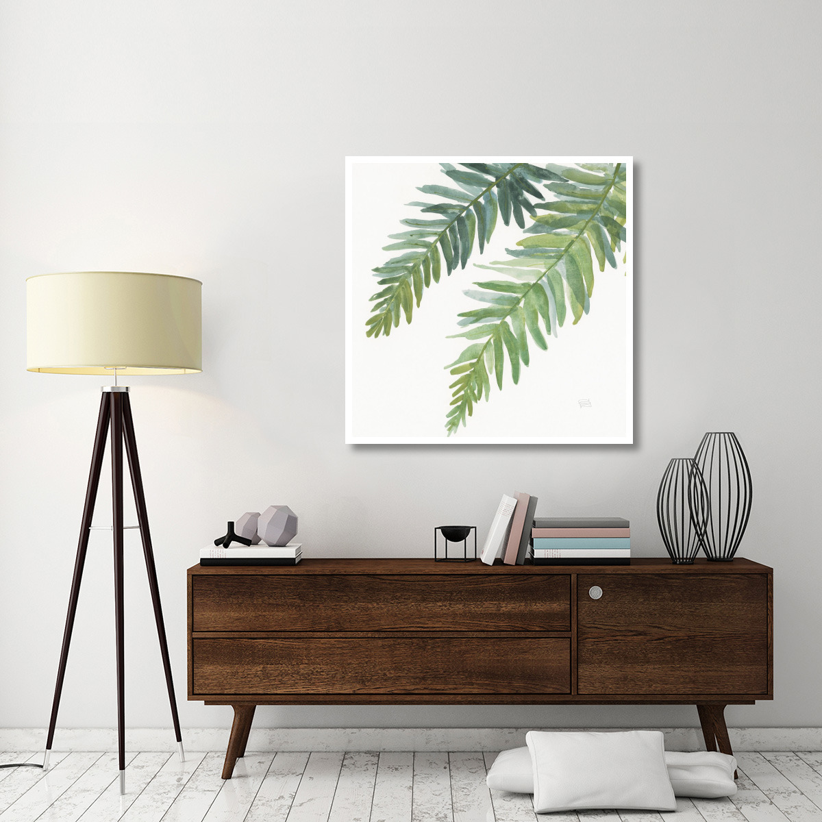 Ferns Square I -Paper Art-42&quotx42"