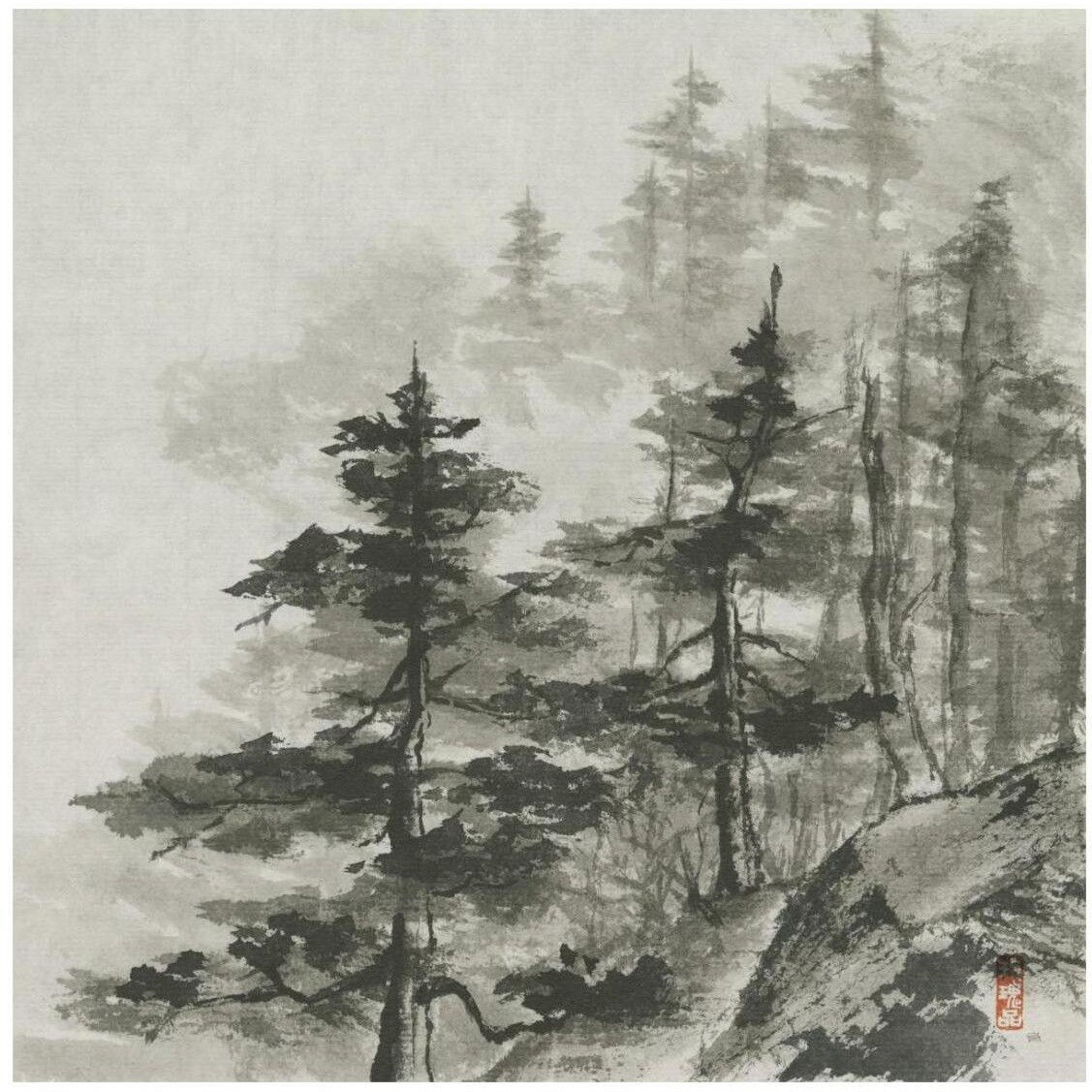 Sumi Treetops Sq -Paper Art-26&quotx26"