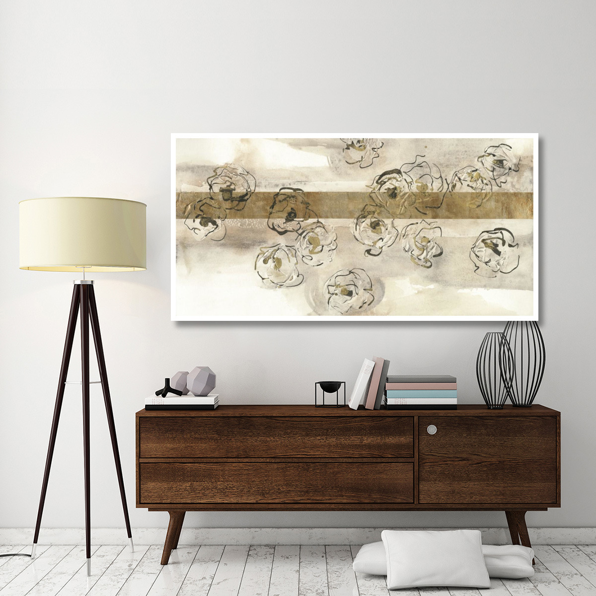 Dusted Gold Panel IV -Paper Art-74&quotx38"