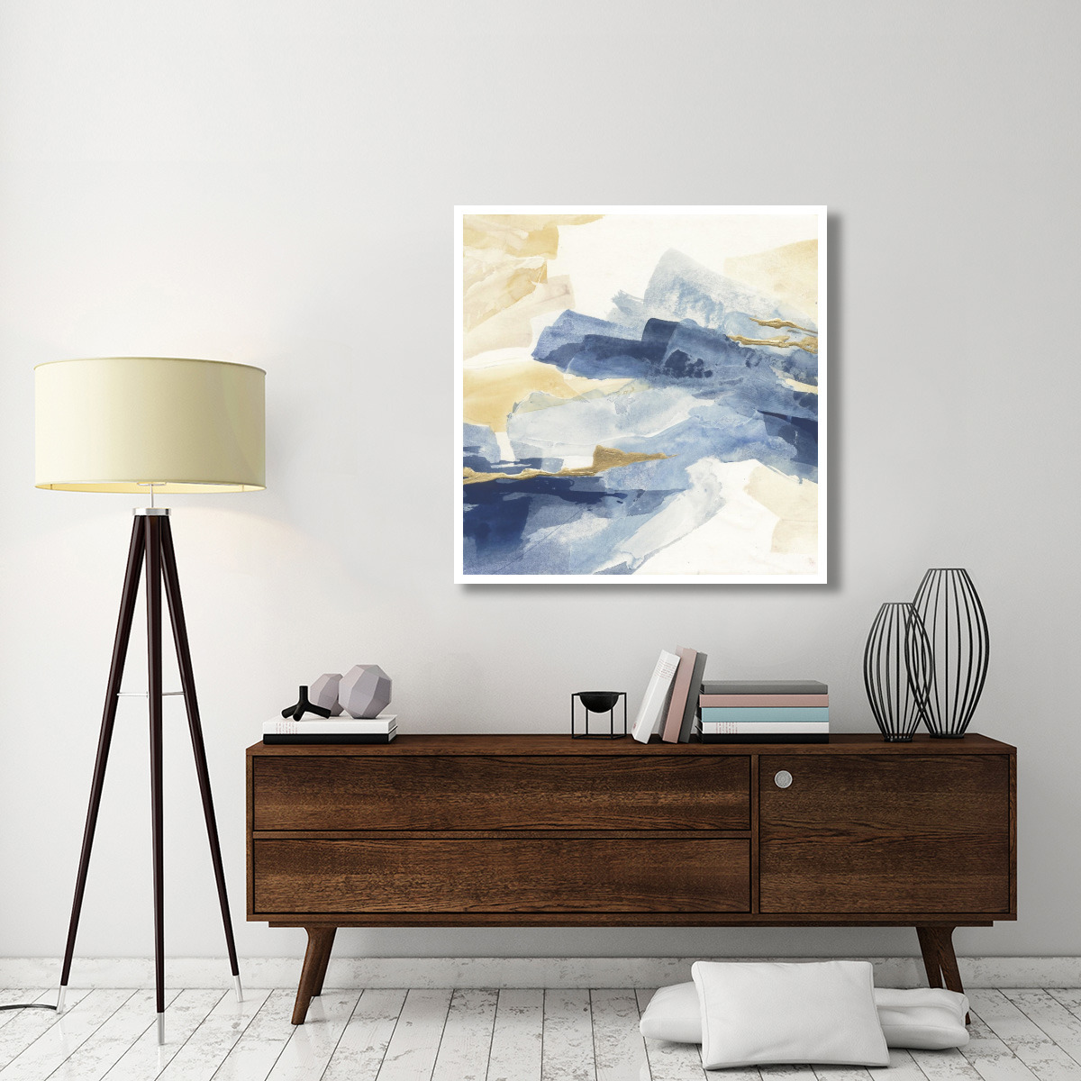 Gilded Indigo I -Paper Art-42&quotx42"
