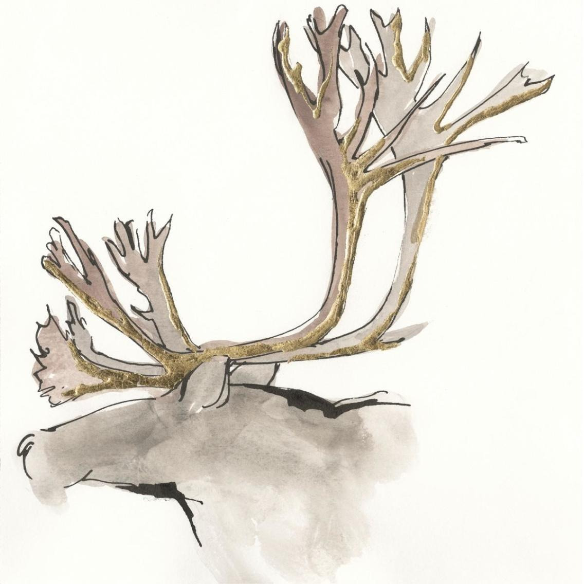 Gilded Caribou -Paper Art-38&quotx38"