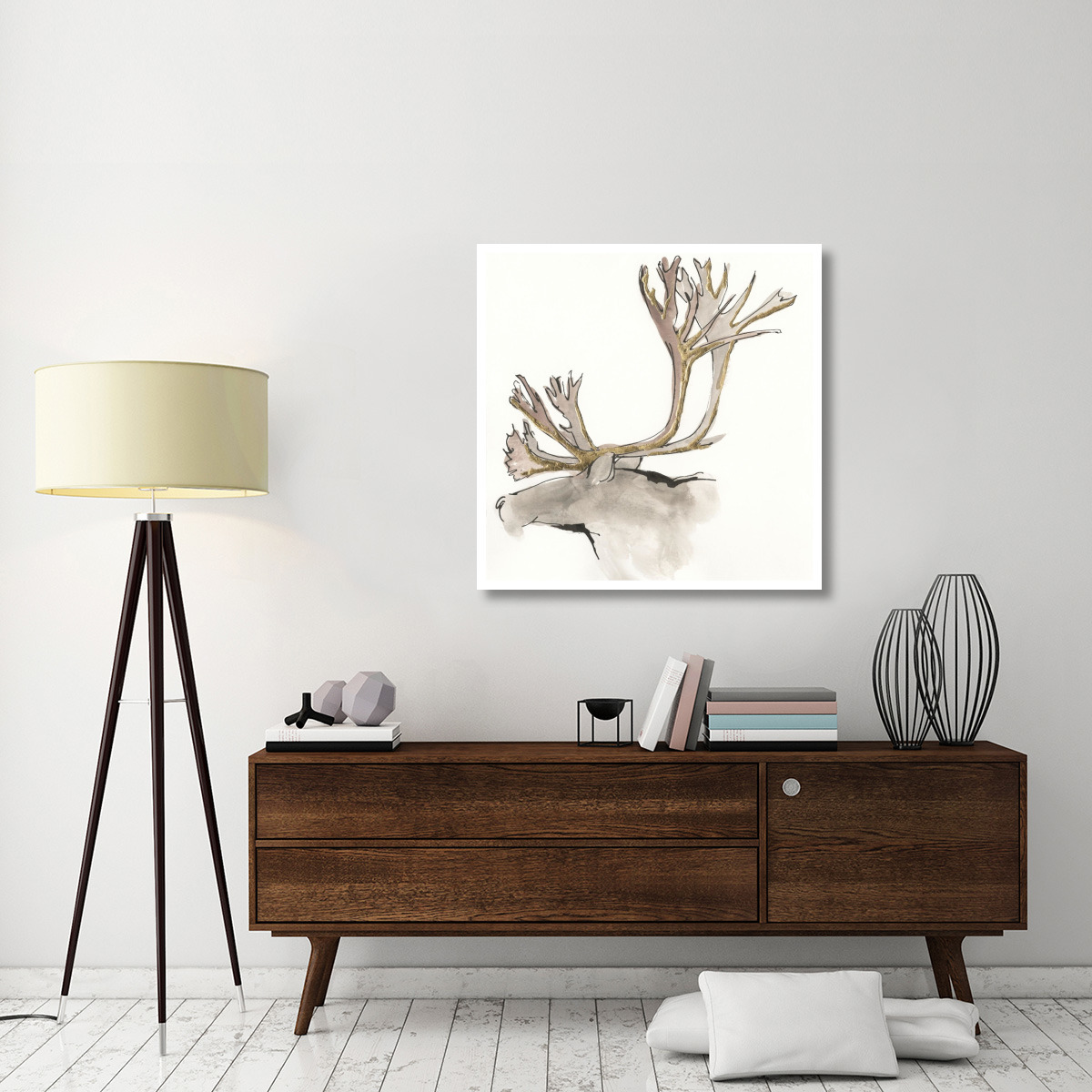 Gilded Caribou -Paper Art-38&quotx38"