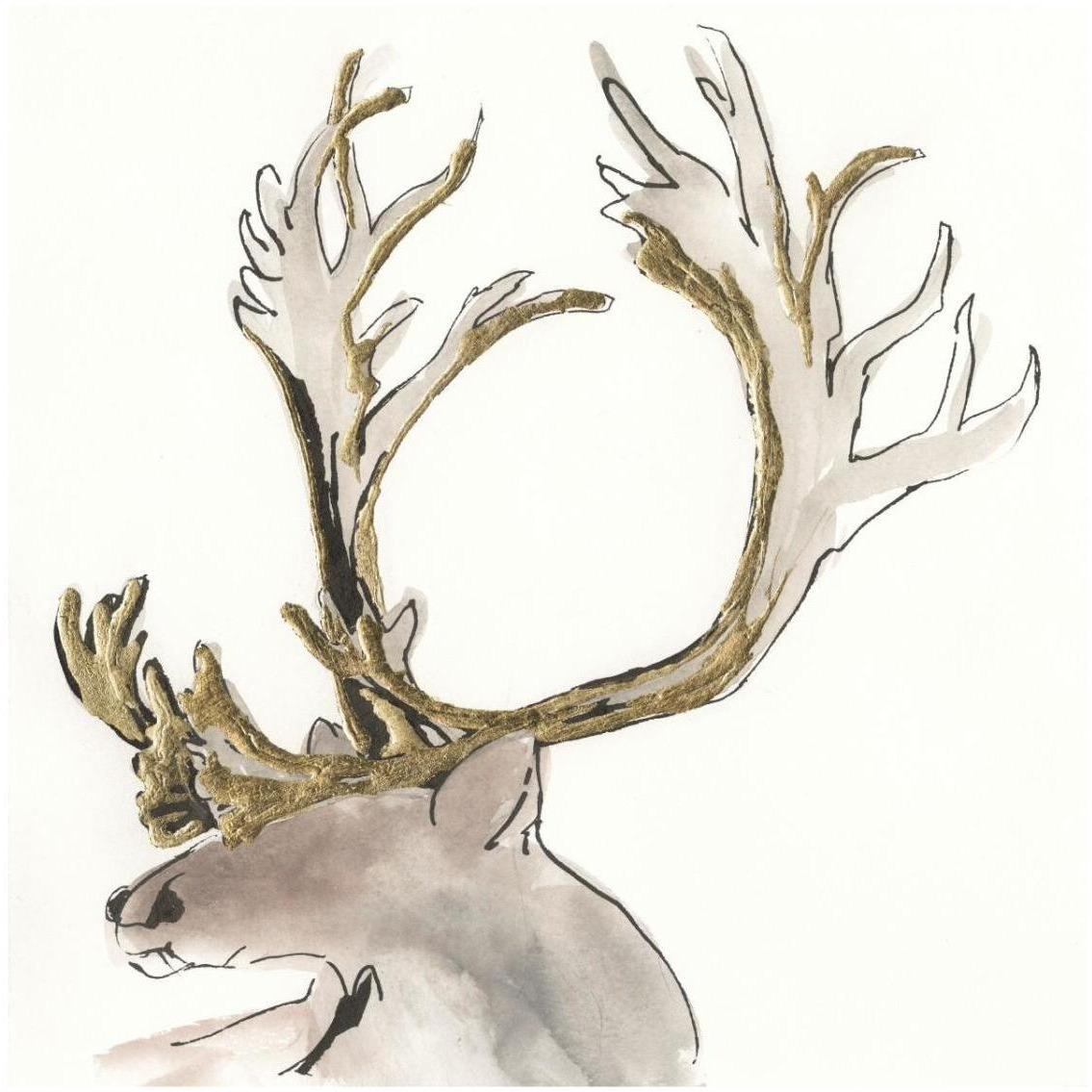 Gilded Caribou II -Paper Art-32&quotx32"