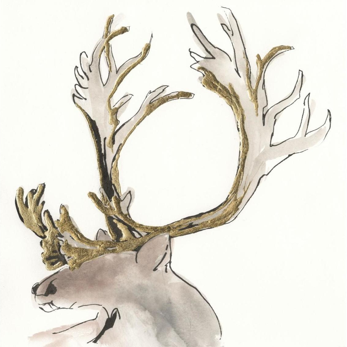 Gilded Caribou II -Paper Art-38&quotx38"