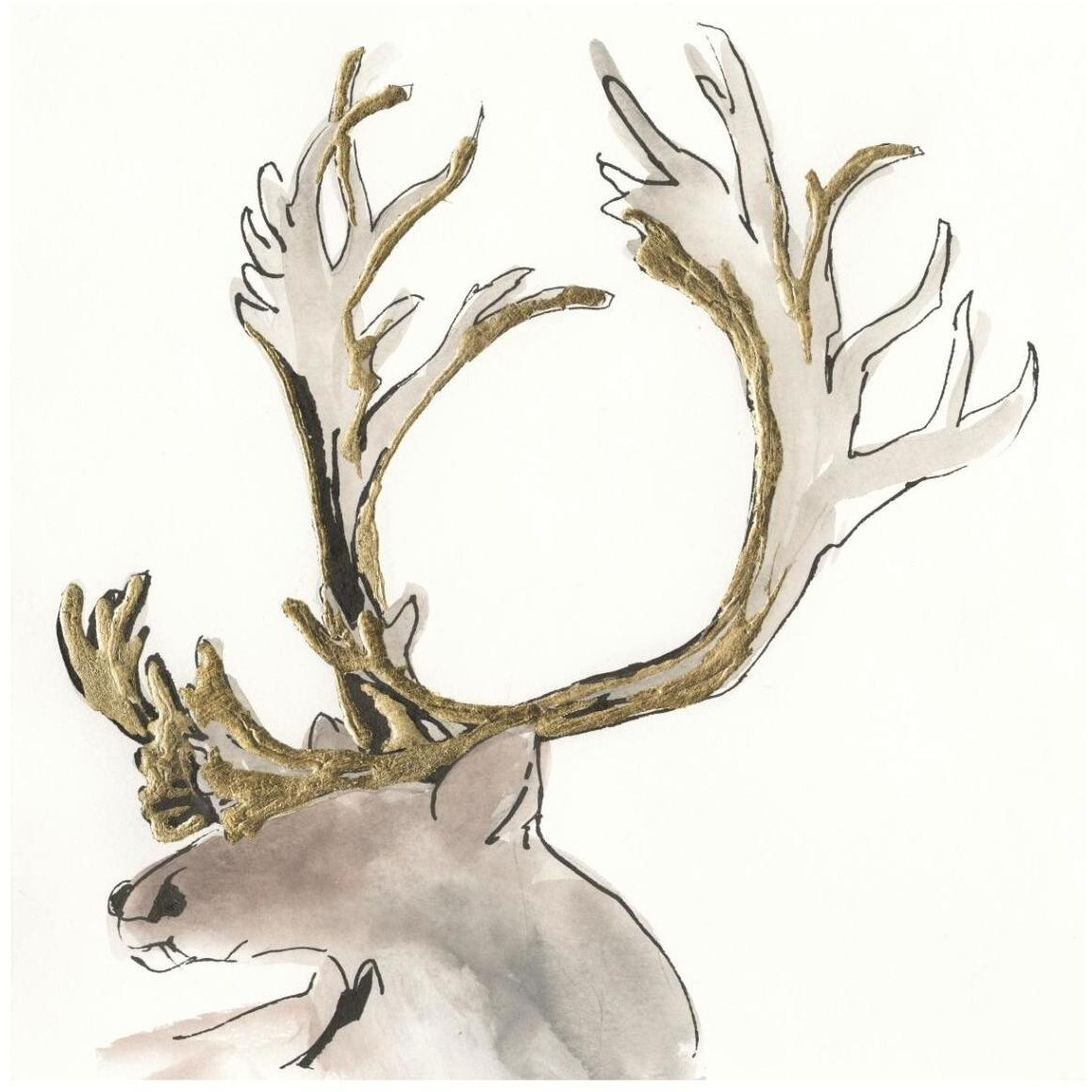 Gilded Caribou II -Paper Art-42&quotx42"