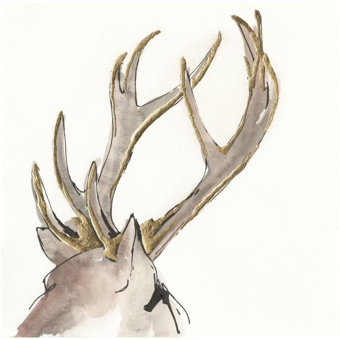 Gilded Deer -Paper Art-26&quotx26"