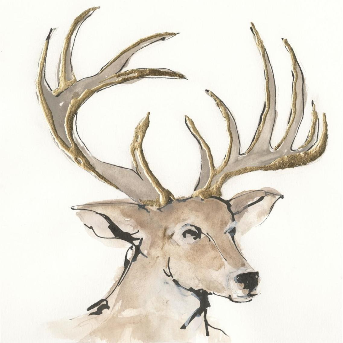 Gilded Mule Deer -Paper Art-38&quotx38"