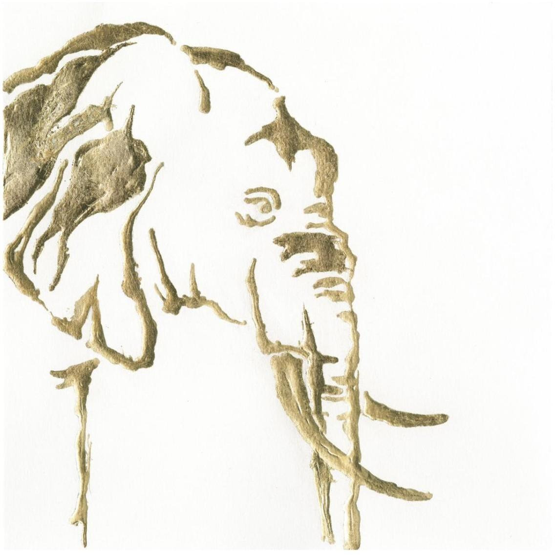 Gilded Elephant -Paper Art-32&quotx32"