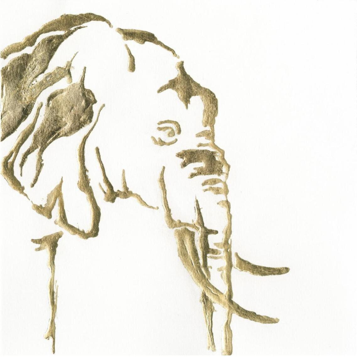 Gilded Elephant -Paper Art-38&quotx38"