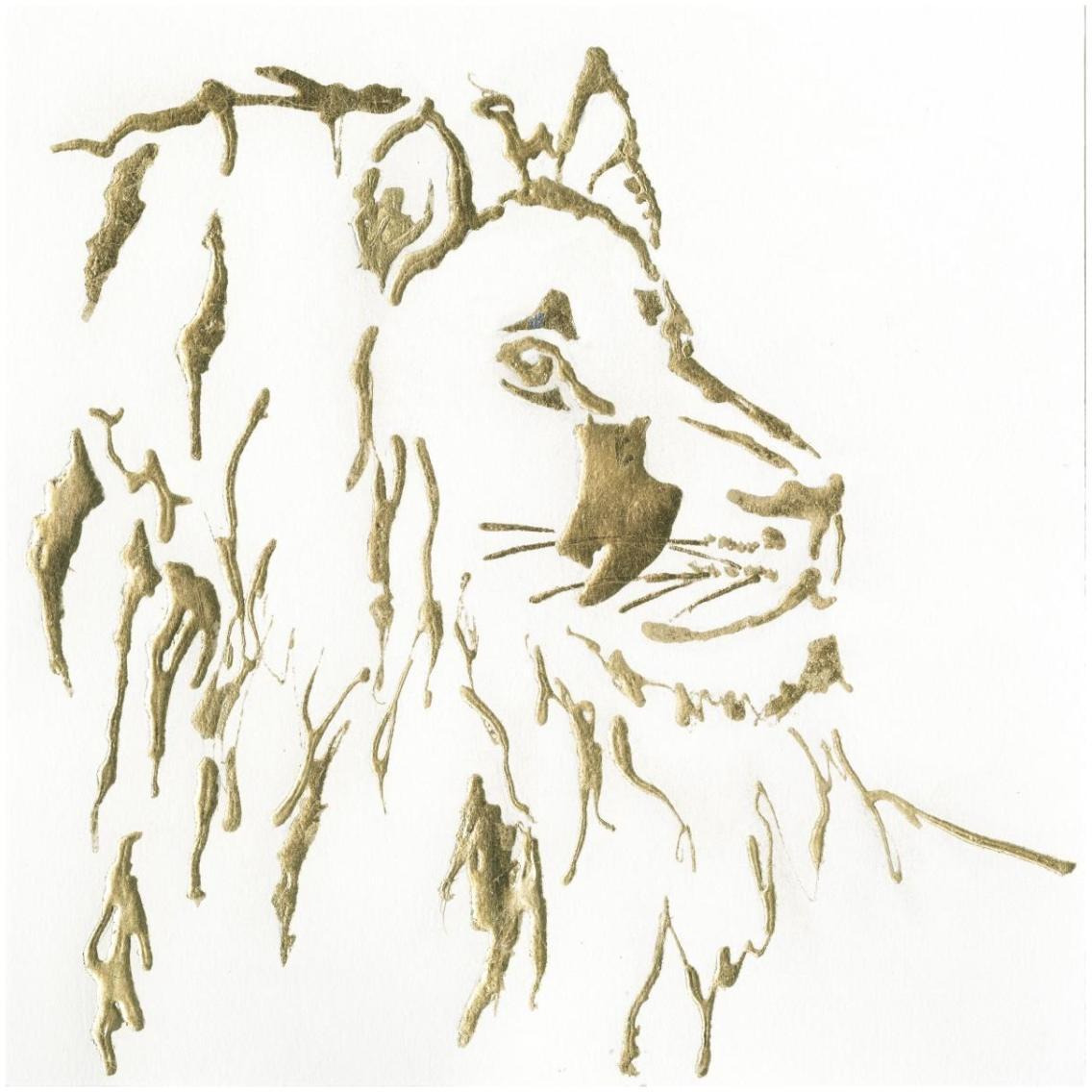 Gilded Lion -Paper Art-32&quotx32"