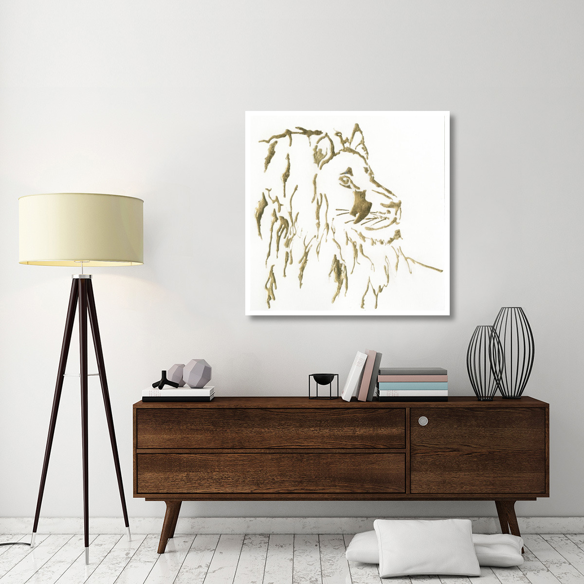 Gilded Lion -Paper Art-42&quotx42"