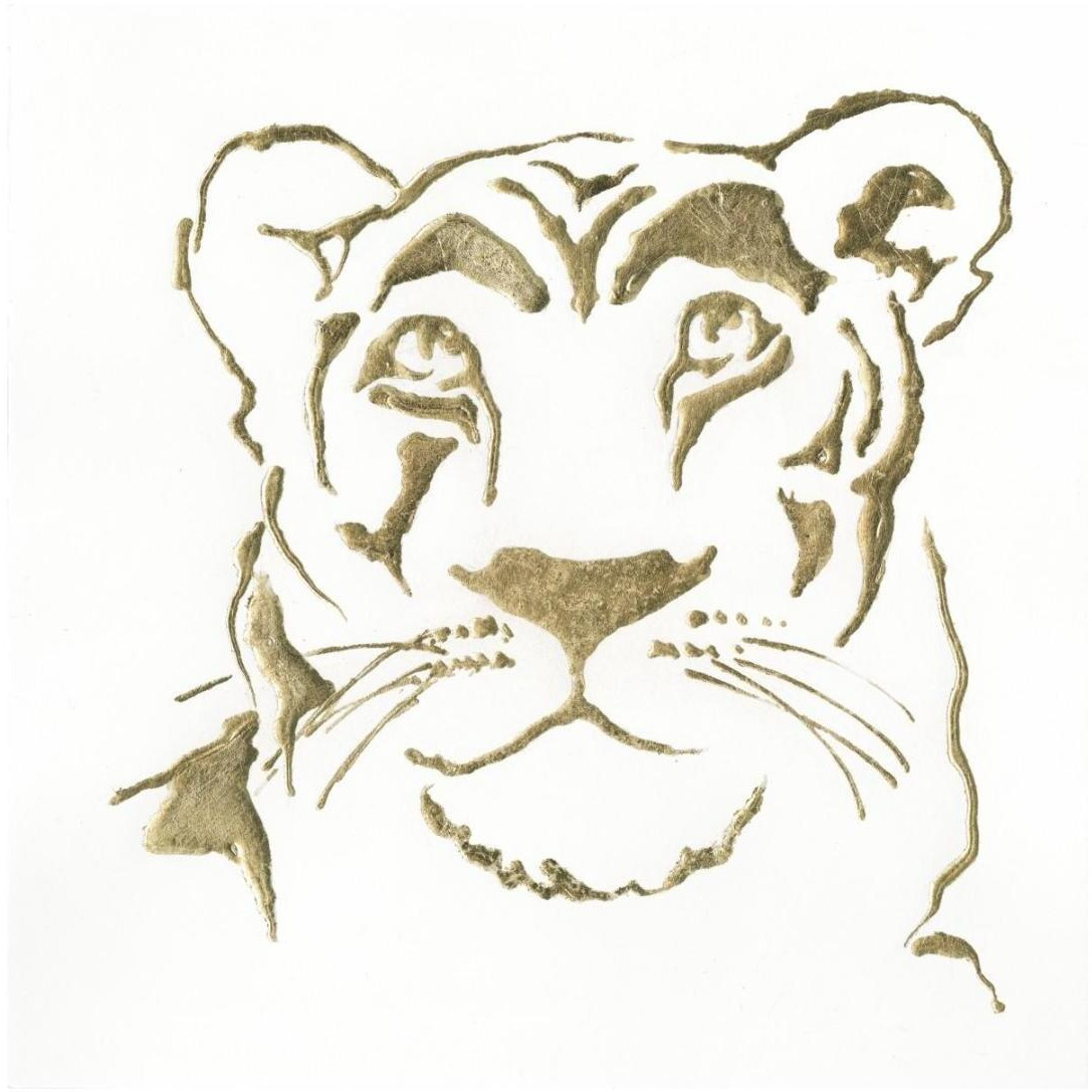 Gilded Lioness -Paper Art-20&quotx20"