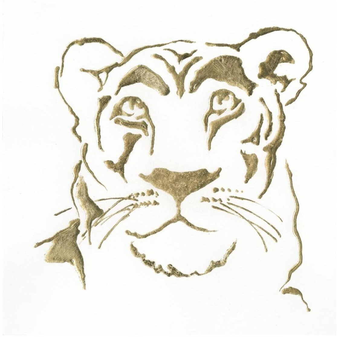 Gilded Lioness -Paper Art-26&quotx26"