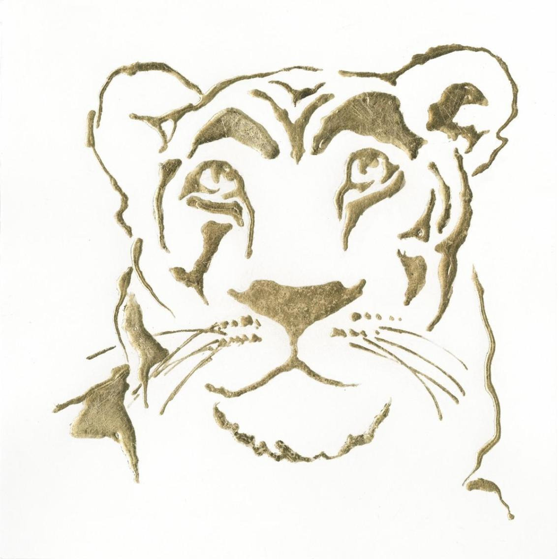 Gilded Lioness -Paper Art-38&quotx38"
