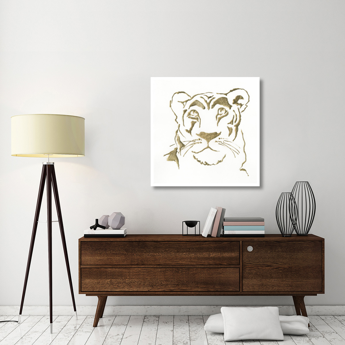 Gilded Lioness -Paper Art-38&quotx38"
