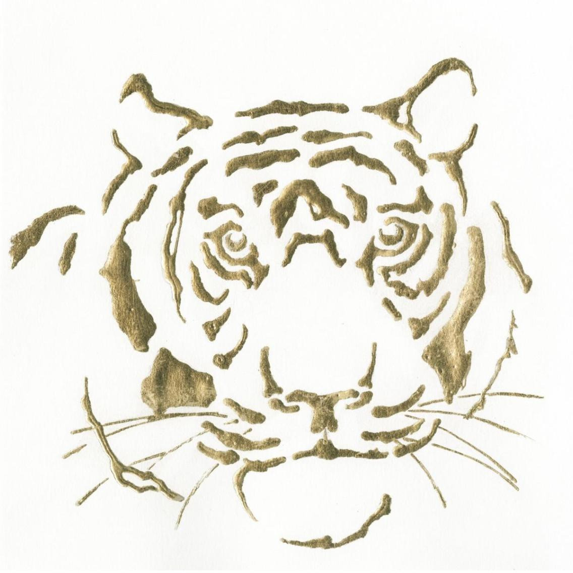Gilded Tiger -Paper Art-38&quotx38"