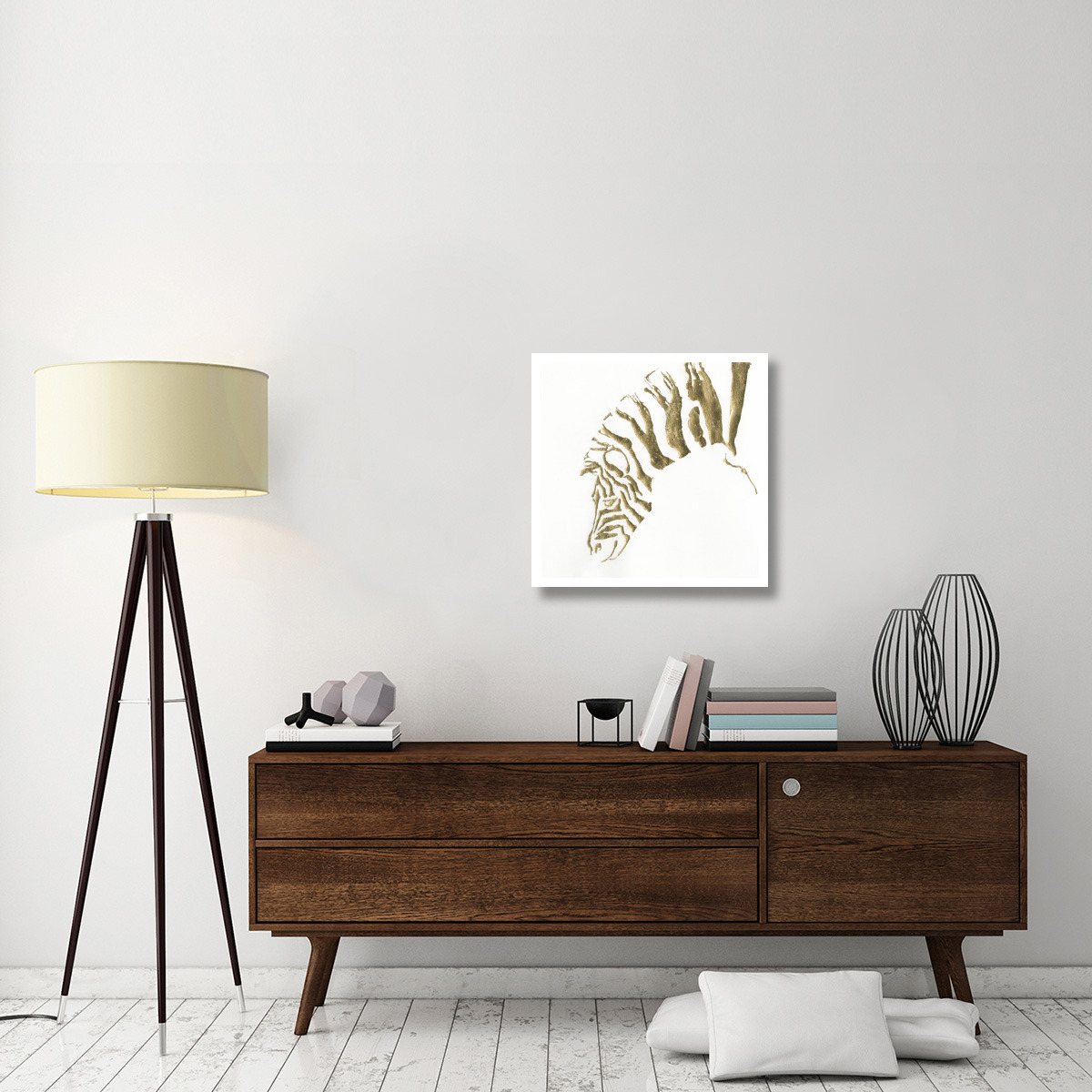 Gilded Zebra -Paper Art-26&quotx26"