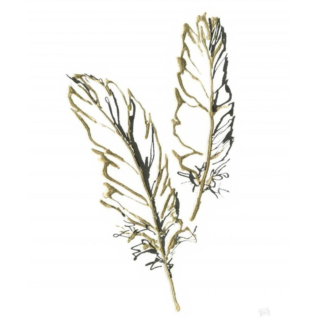 Gilded Barn Owl Feather -Paper Art-26&quotx34"