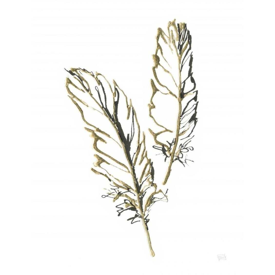 Gilded Barn Owl Feather -Paper Art-38&quotx50"