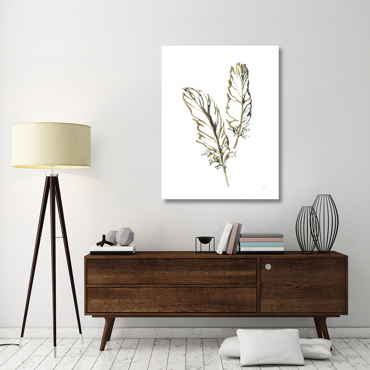 Gilded Barn Owl Feather -Paper Art-38&quotx50"