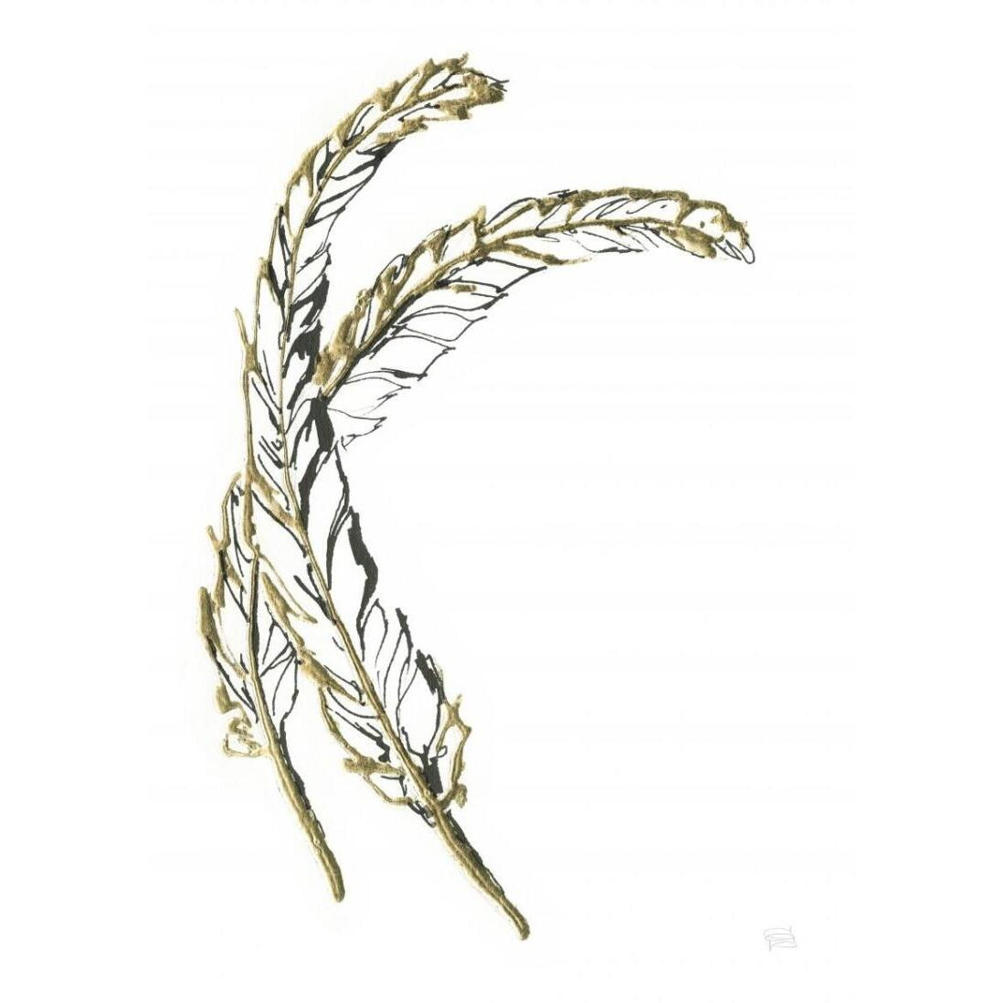 Gilded Hackles Feather -Paper Art-14&quotx18"