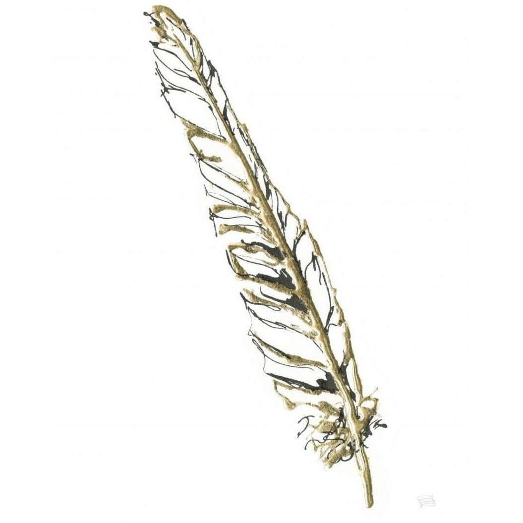 Gilded Swan Feather I -Paper Art-26&quotx34"