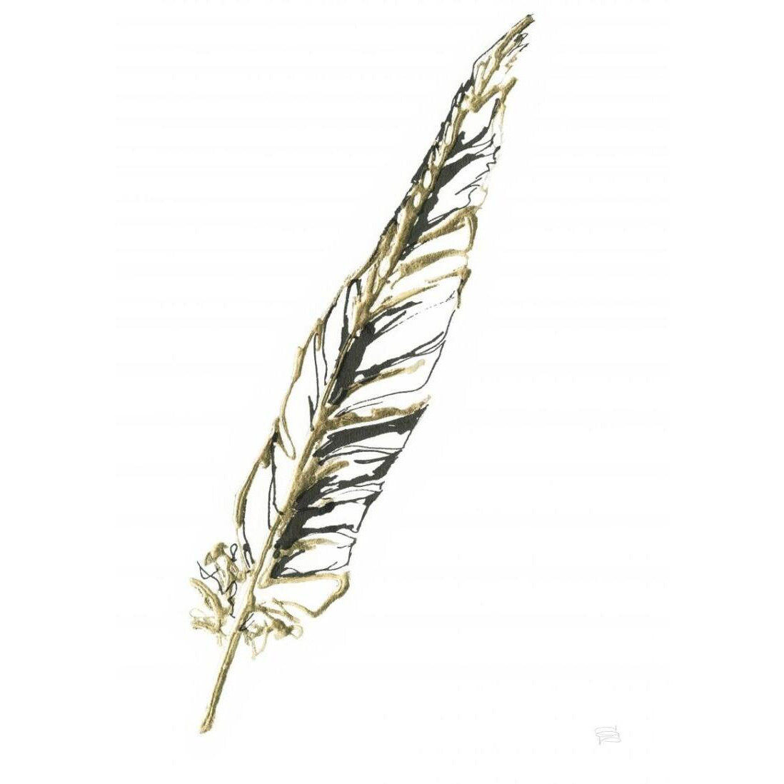 Gilded Swan Feather II -Paper Art-14&quotx18"