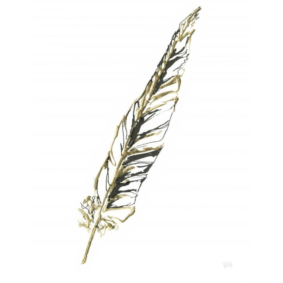 Gilded Swan Feather II -Paper Art-38&quotx50"