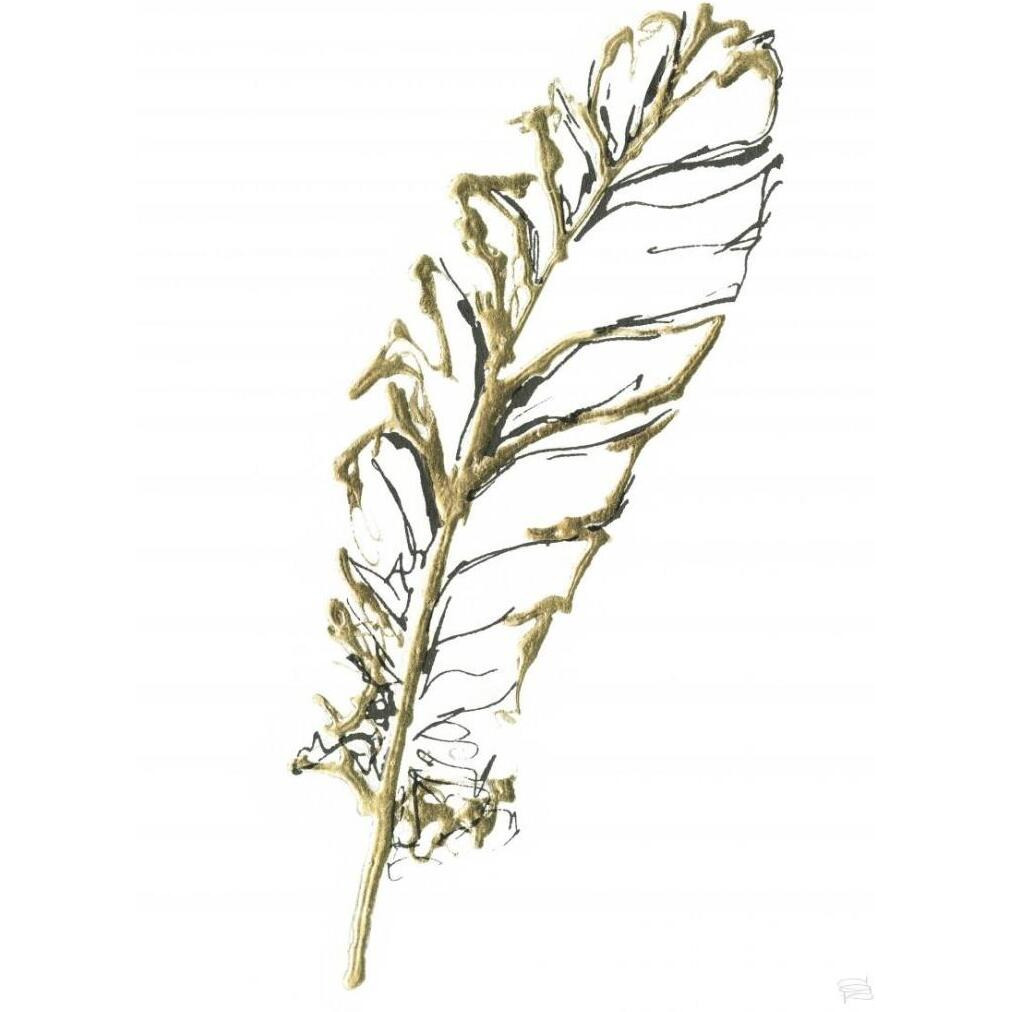 Gilded Turkey Feather I -Paper Art-20&quotx26"