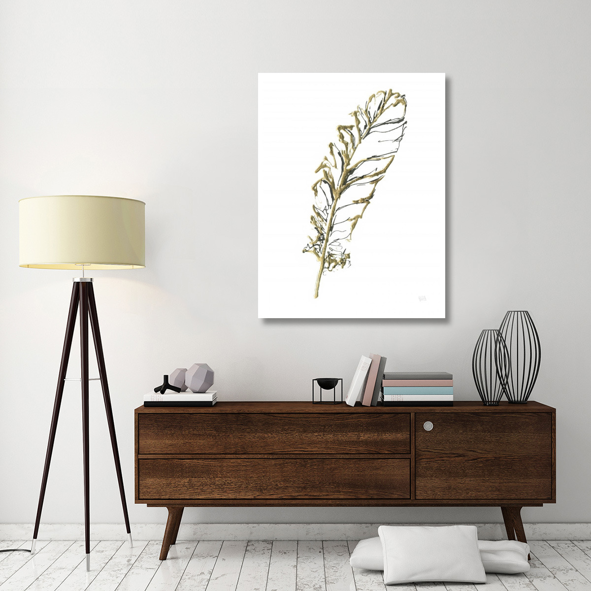 Gilded Turkey Feather I -Paper Art-38&quotx50"