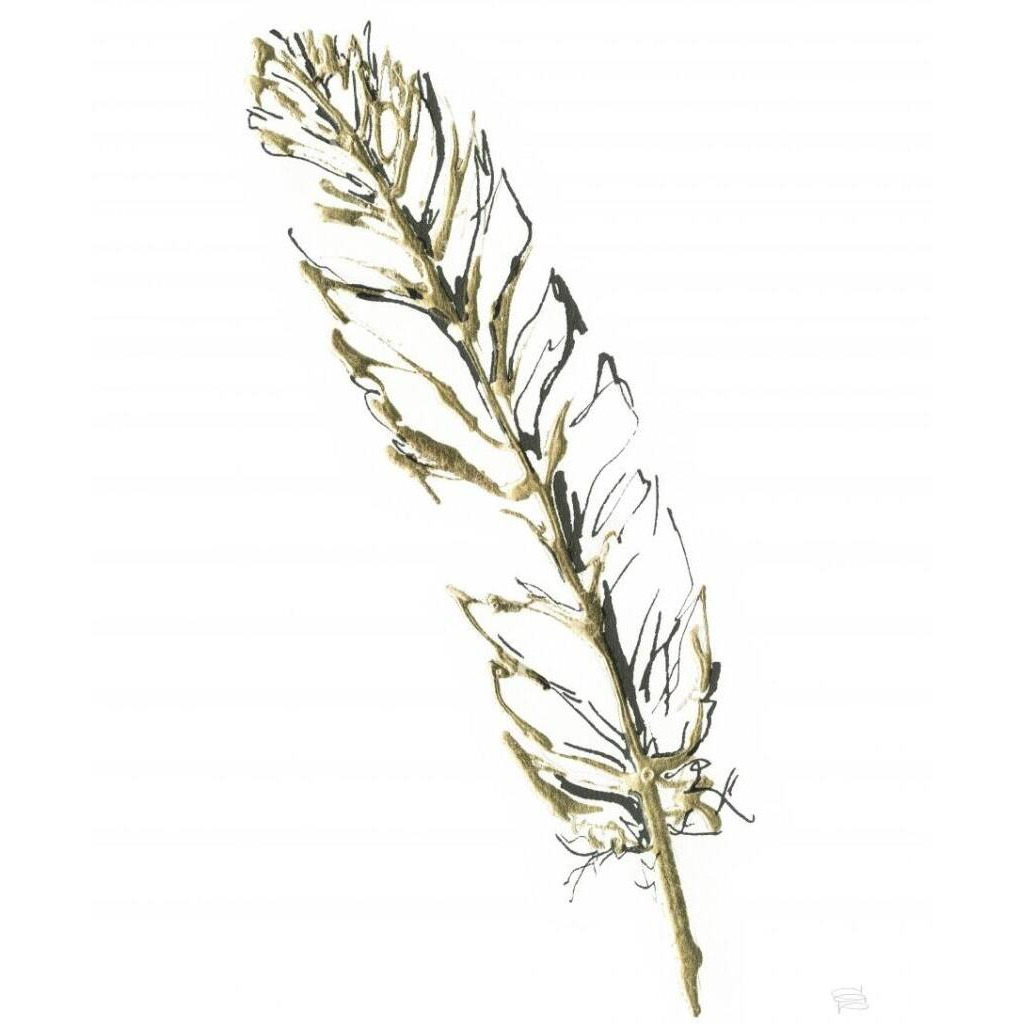 Gilded Turkey Feather II -Paper Art-26&quotx34"