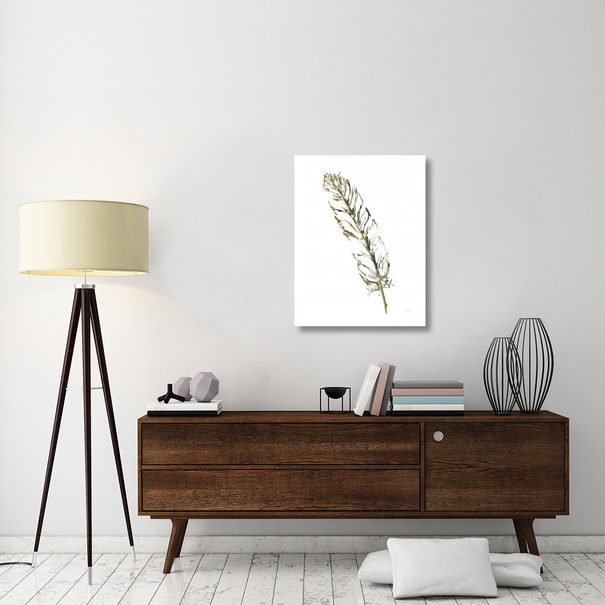 Gilded Turkey Feather II -Paper Art-26&quotx34"