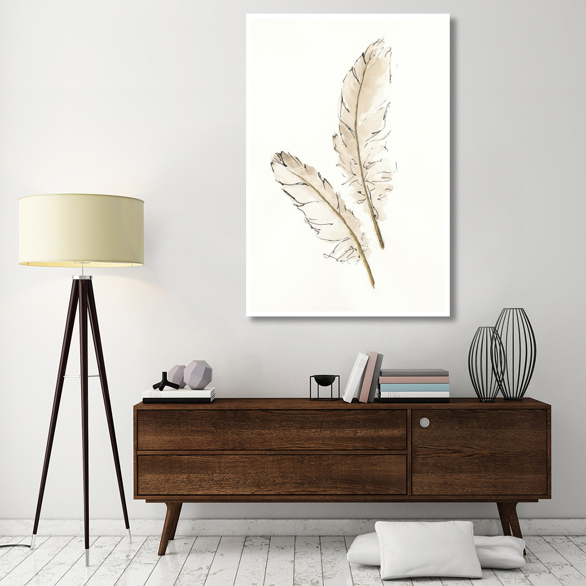 Gold Feathers I -Paper Art-42&quotx62"