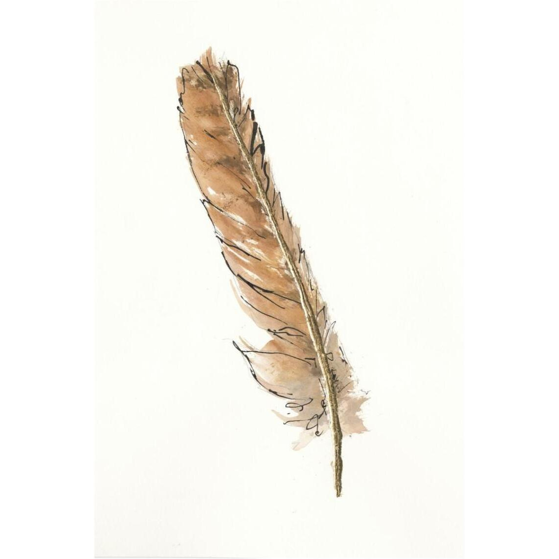 Gold Feathers II -Paper Art-14&quotx20"