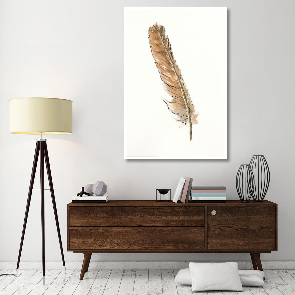Gold Feathers II -Paper Art-42&quotx62"