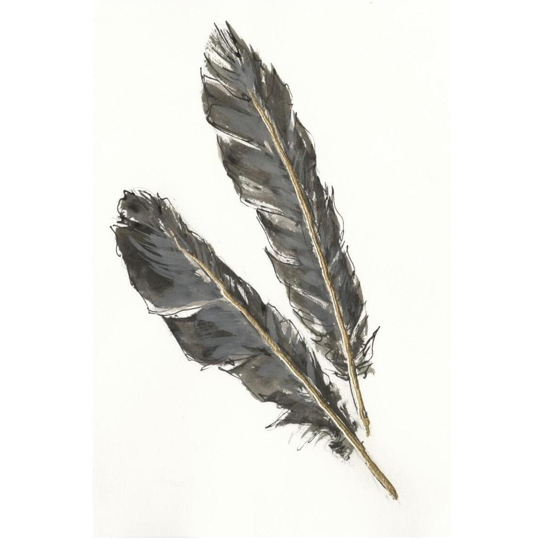 Gold Feathers III -Paper Art-18&quotx26"