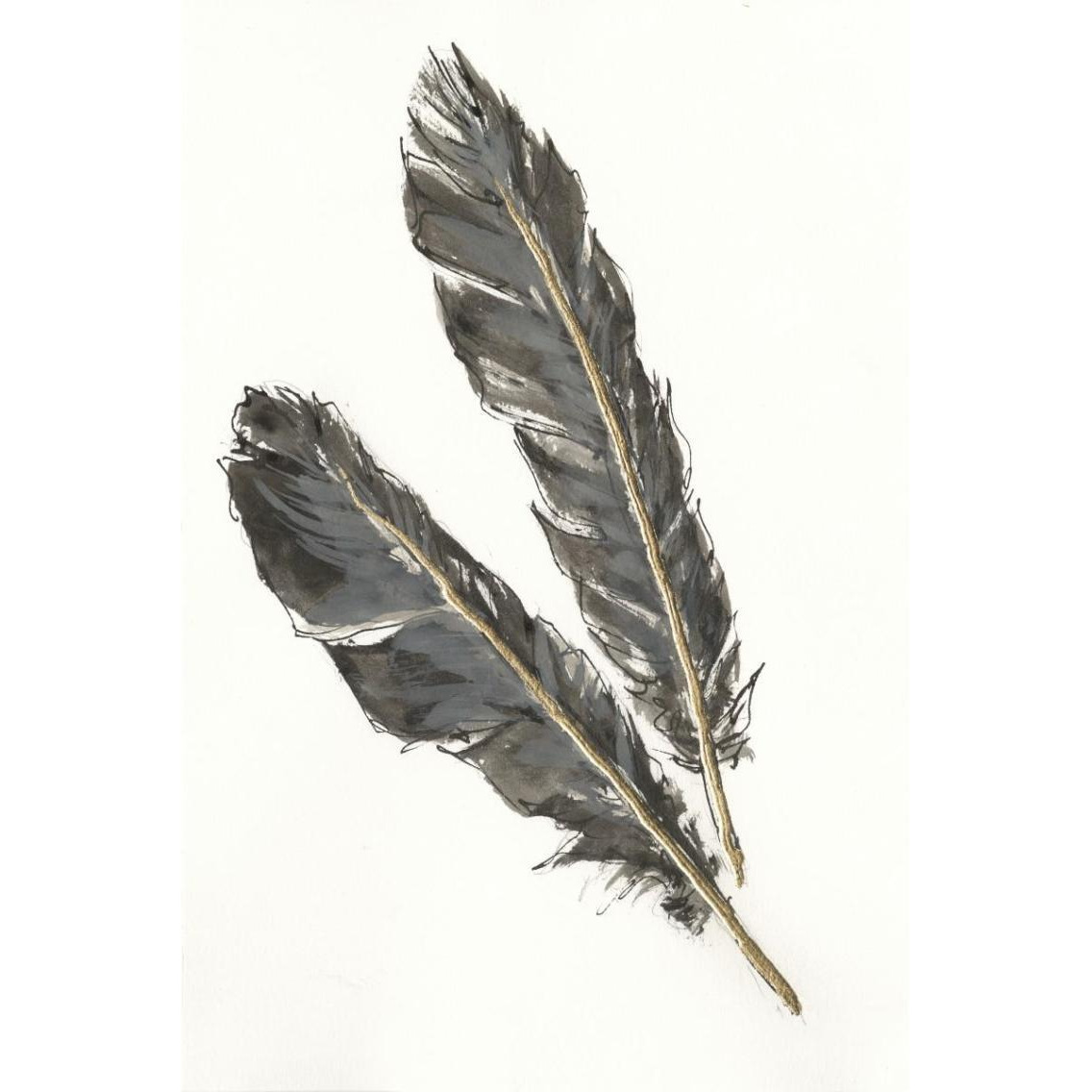 Gold Feathers III -Paper Art-26&quotx38"