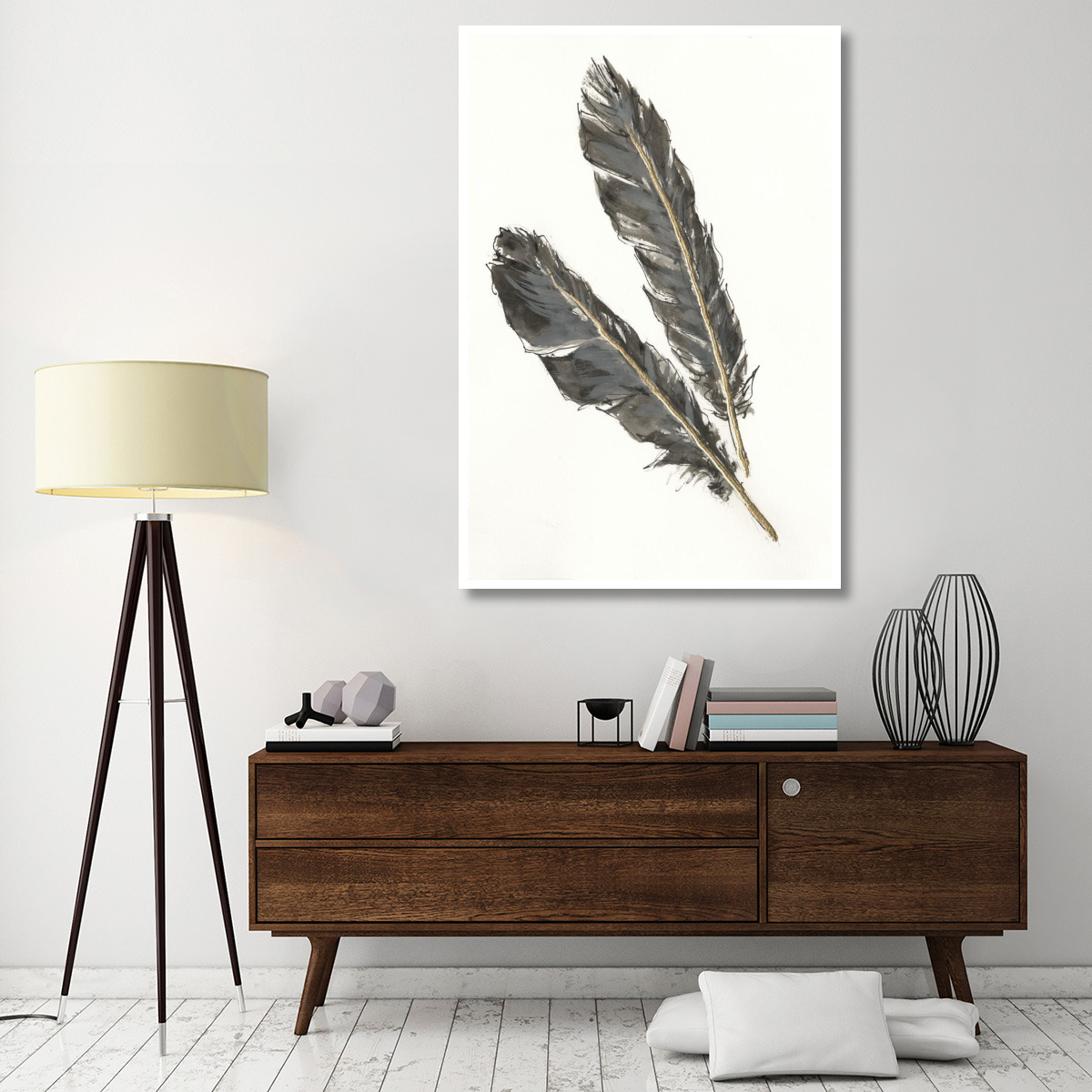 Gold Feathers III -Paper Art-42&quotx62"