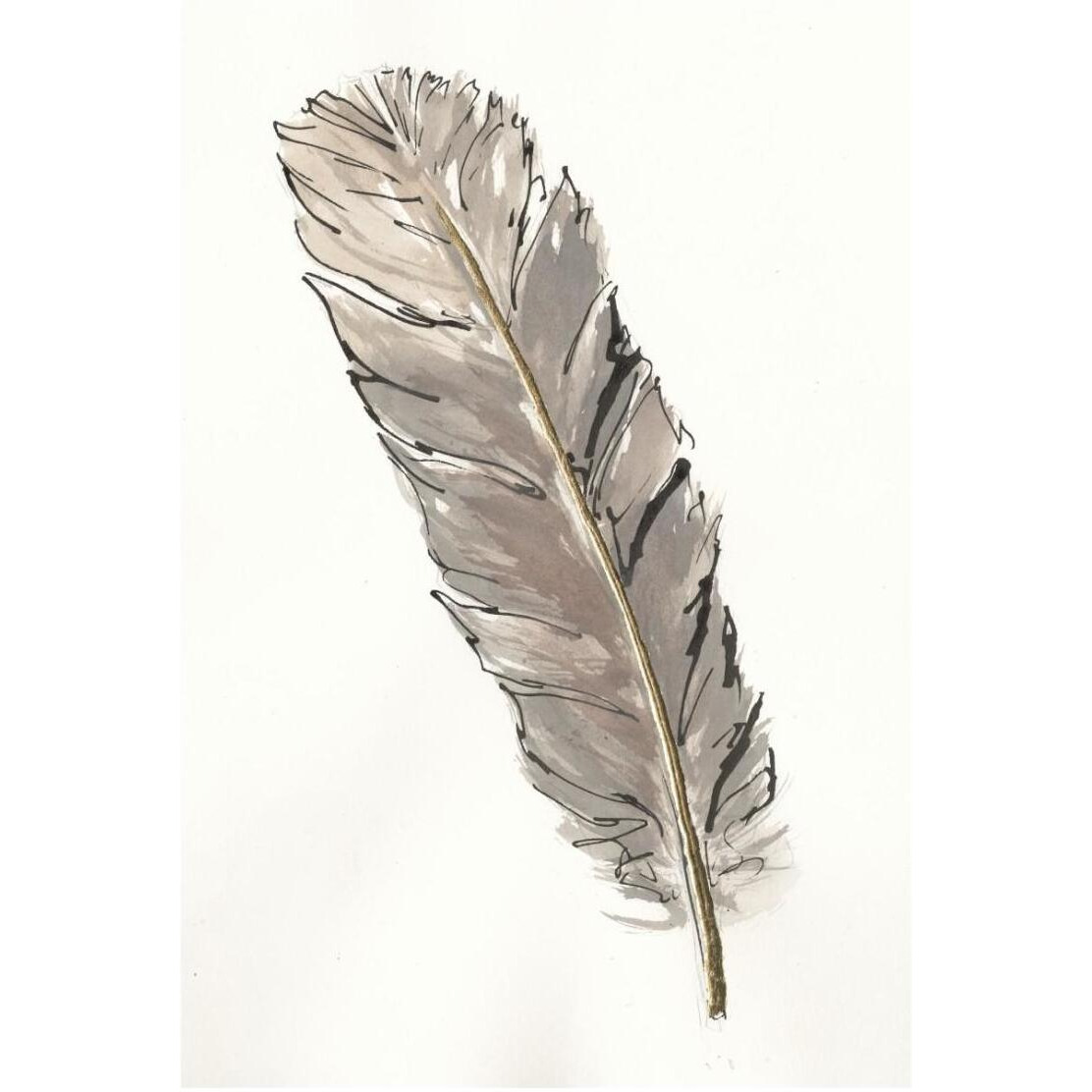 Gold Feathers V -Paper Art-18&quotx26"