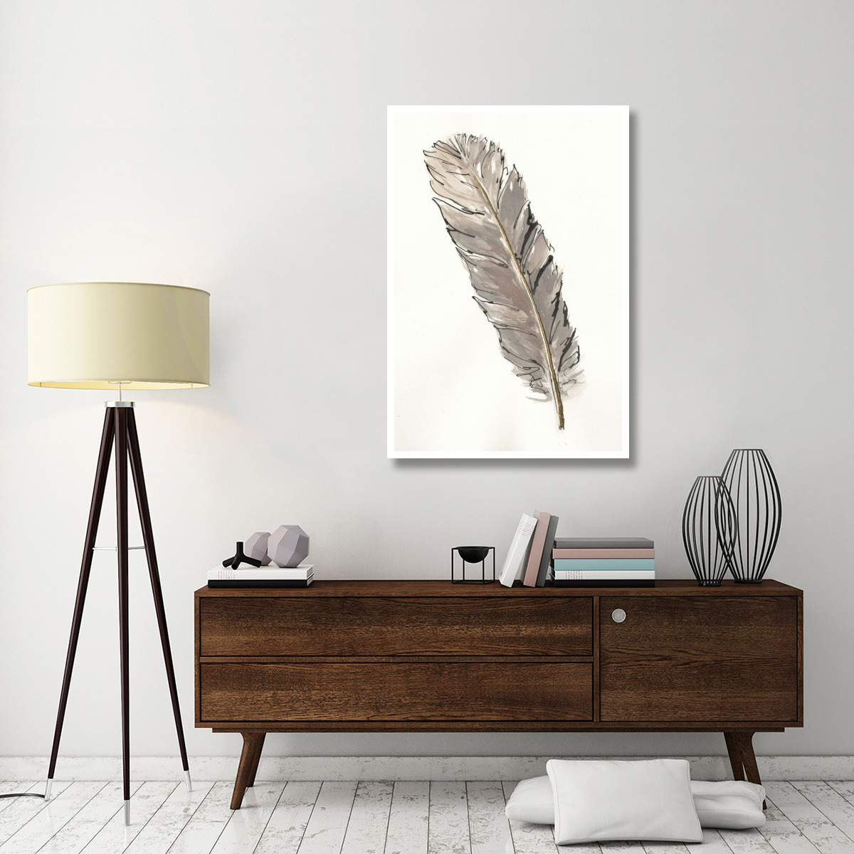 Gold Feathers V -Paper Art-34&quotx50"