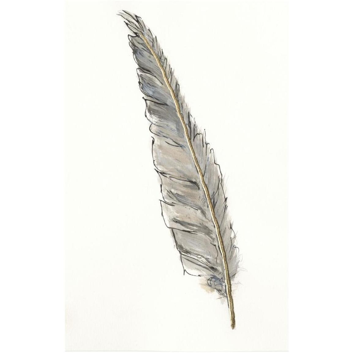 Gold Feathers VI -Paper Art-27.6&quotx42"