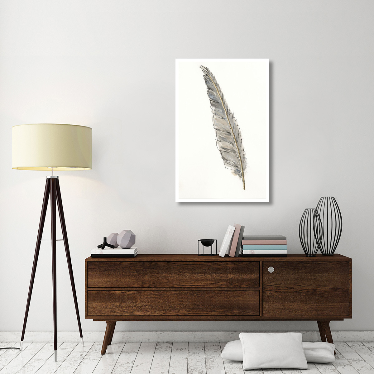 Gold Feathers VI -Paper Art-30.16&quotx46"