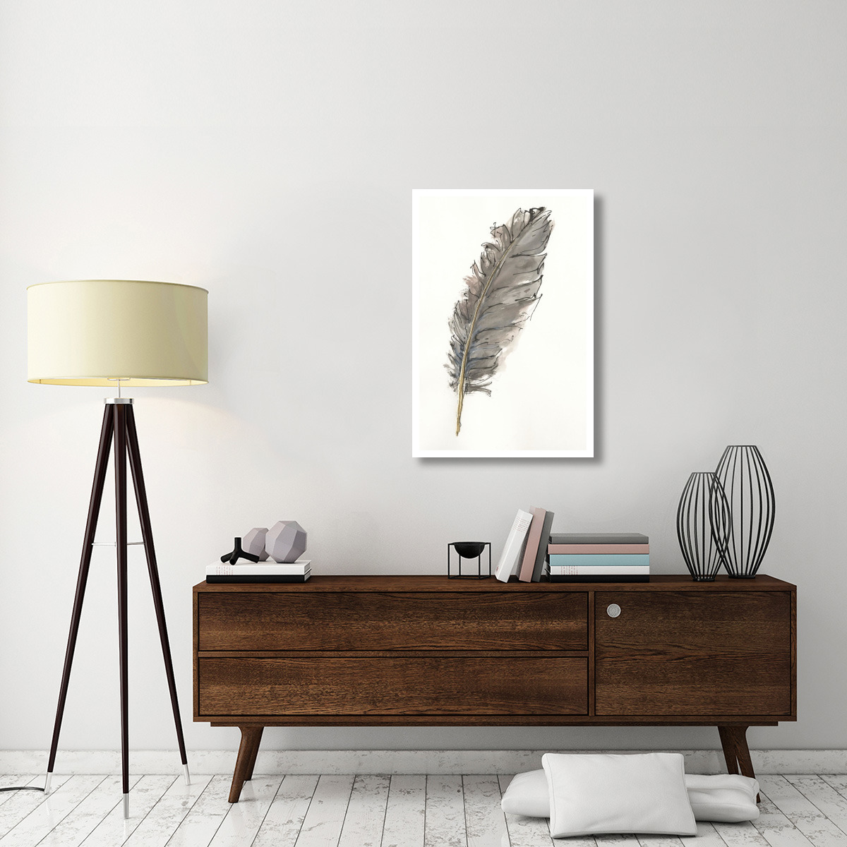 Gold Feathers VII -Paper Art-26&quotx38"